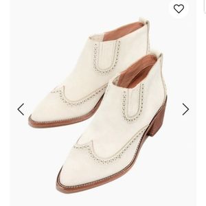 Madewell White Leather Ankle Boots